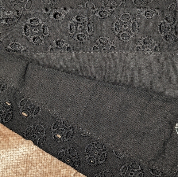 J.Crew Factory Black Eyelets Peplum Top - Picture 5 of 9